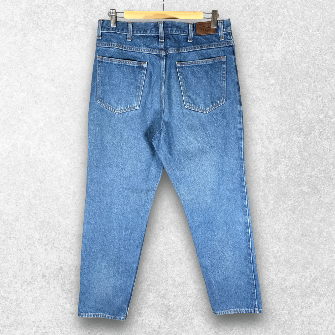 L.L.Bean Mens Jeans W33 L30 Blue Classic Fit Straight Leg Denim Cotton