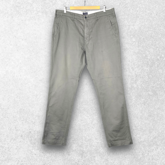 Levi’s Straight Fit Chino Trousers W36 L34 Grey Stretch Cotton Men’s