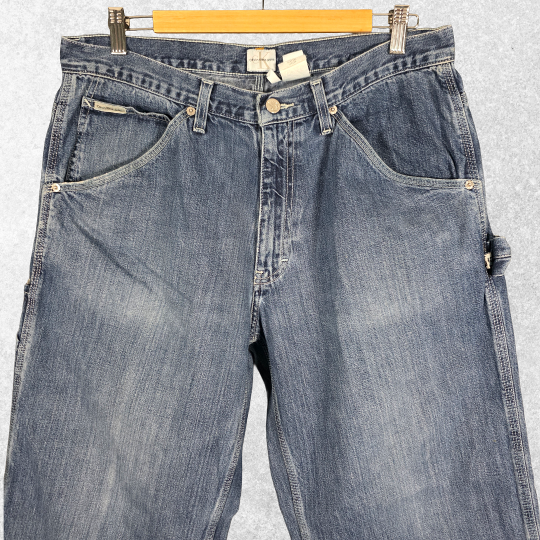 Vintage Calvin Klein Carpenter Jeans W34 L28 (34x30 Tag) Blue Relaxed Men’s