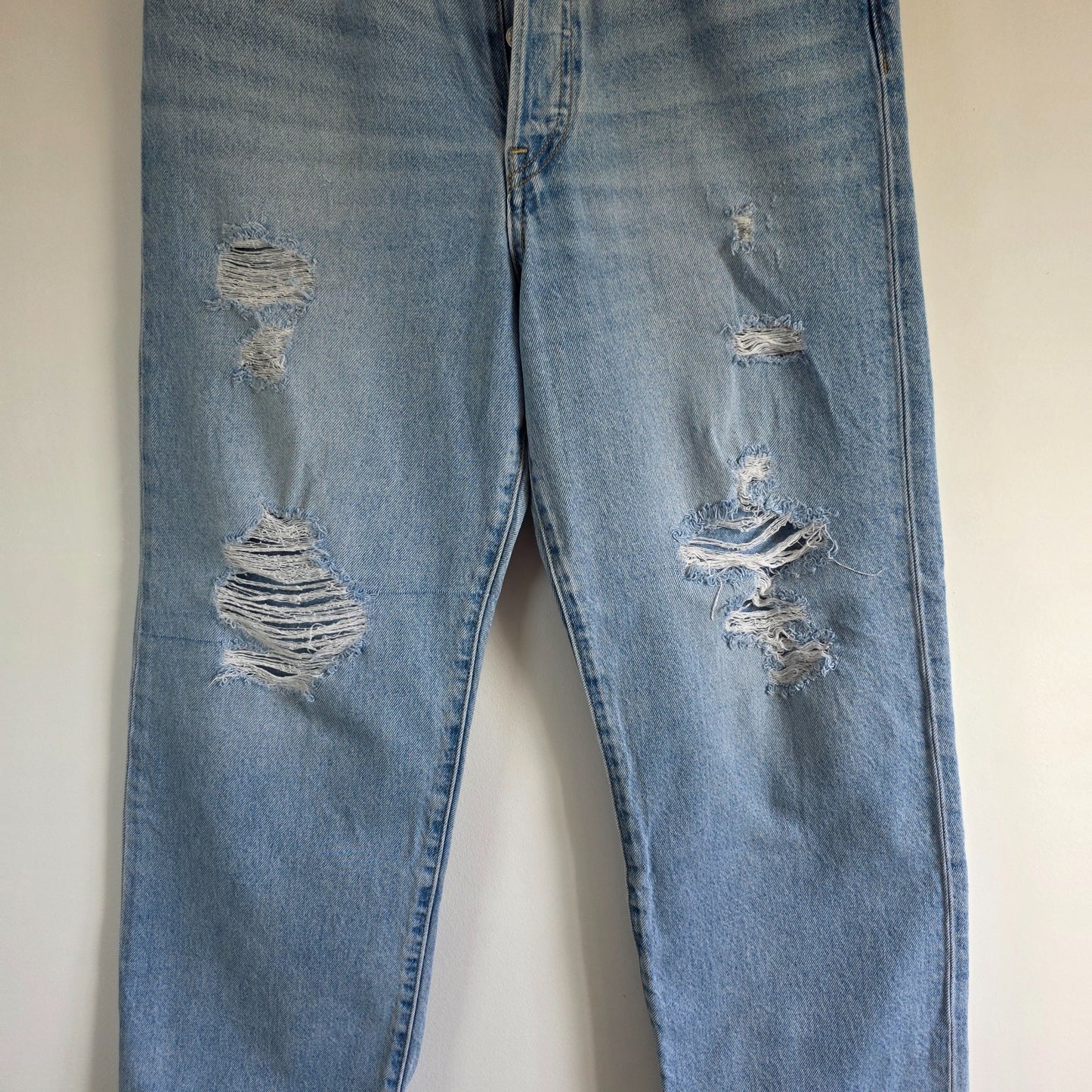 Levi's Ribcage Straight Ankle Jeans W30 L26 Distressed Blue High Rise Women Y2K