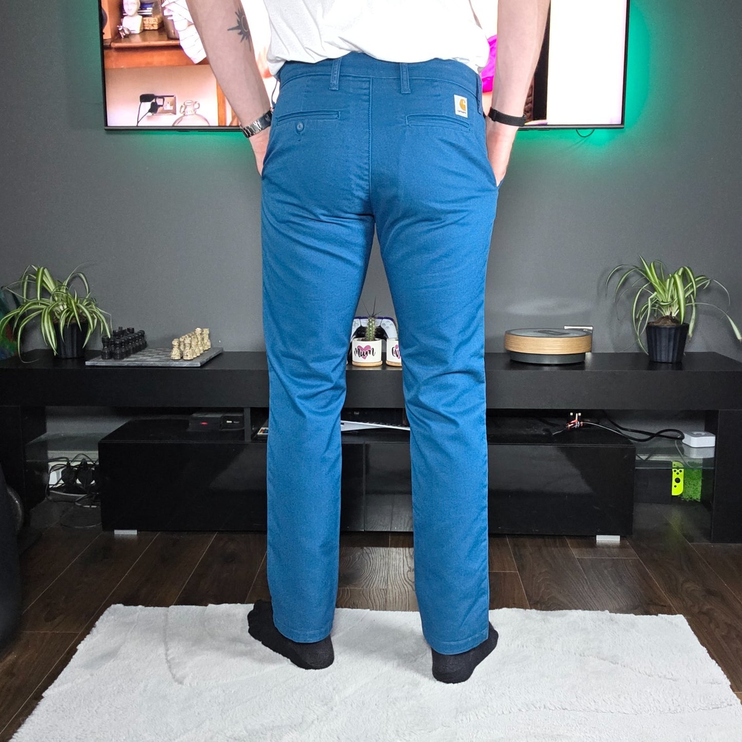 Carhartt WIP Sid Pant Blue Straight Fit Trousers Men’s W34 L32