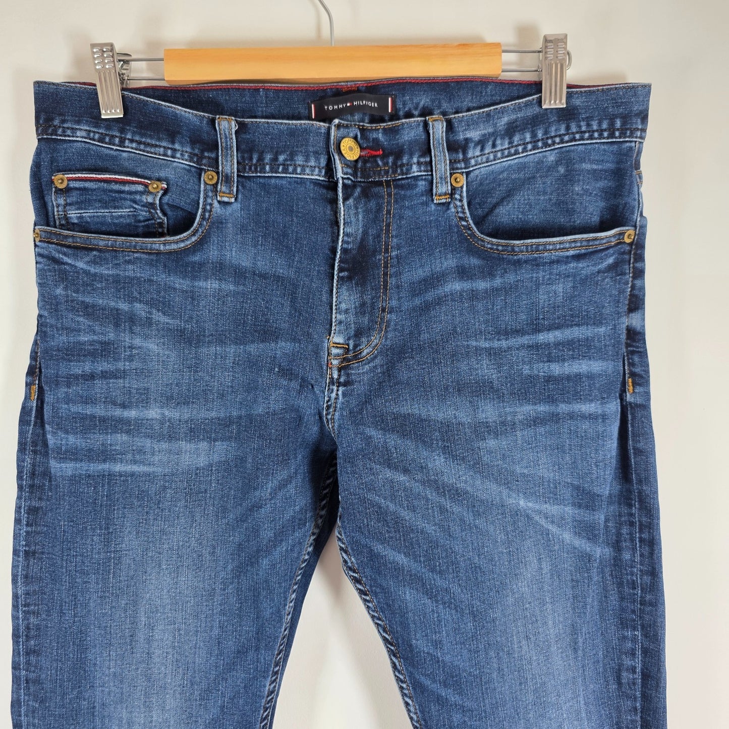 Tommy Hilfiger Leyton Jeans W34 L32 Blue Extra Slim Stretch Men's Denim TH Flex