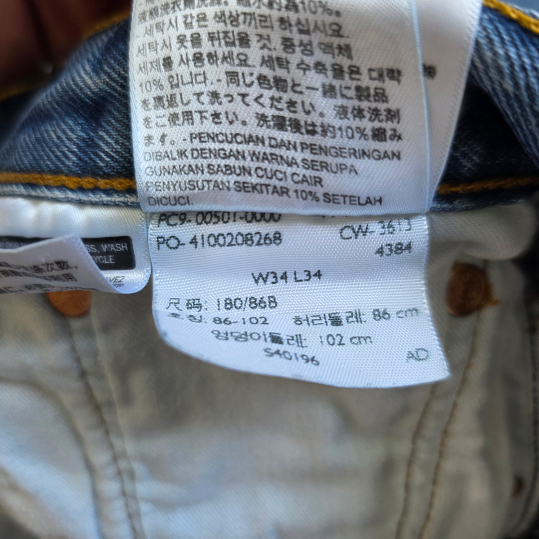 Levi’s 501 Jeans W32 L31 (W34 Tag) Men’s Blue Straight Fit Denim Button Fly