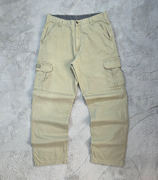Wrangler Cargo Trousers Men’s Stone Beige Straight Fit W36 L34 100% Cotton