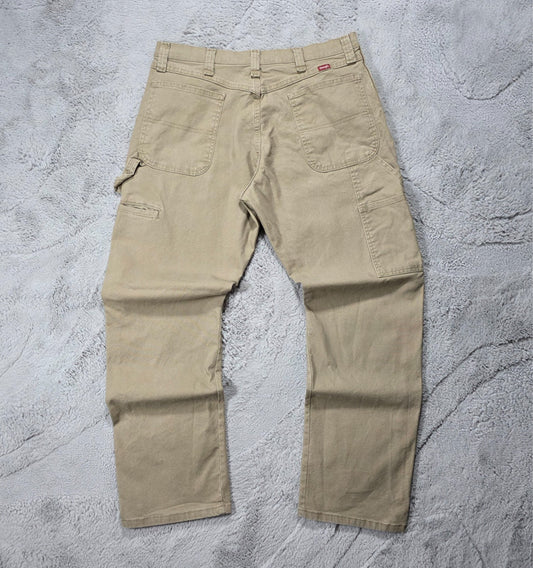 Wrangler Carpenter Beige Workwear Jeans W35 L32 Mexico 99% Cotton Straight Fit