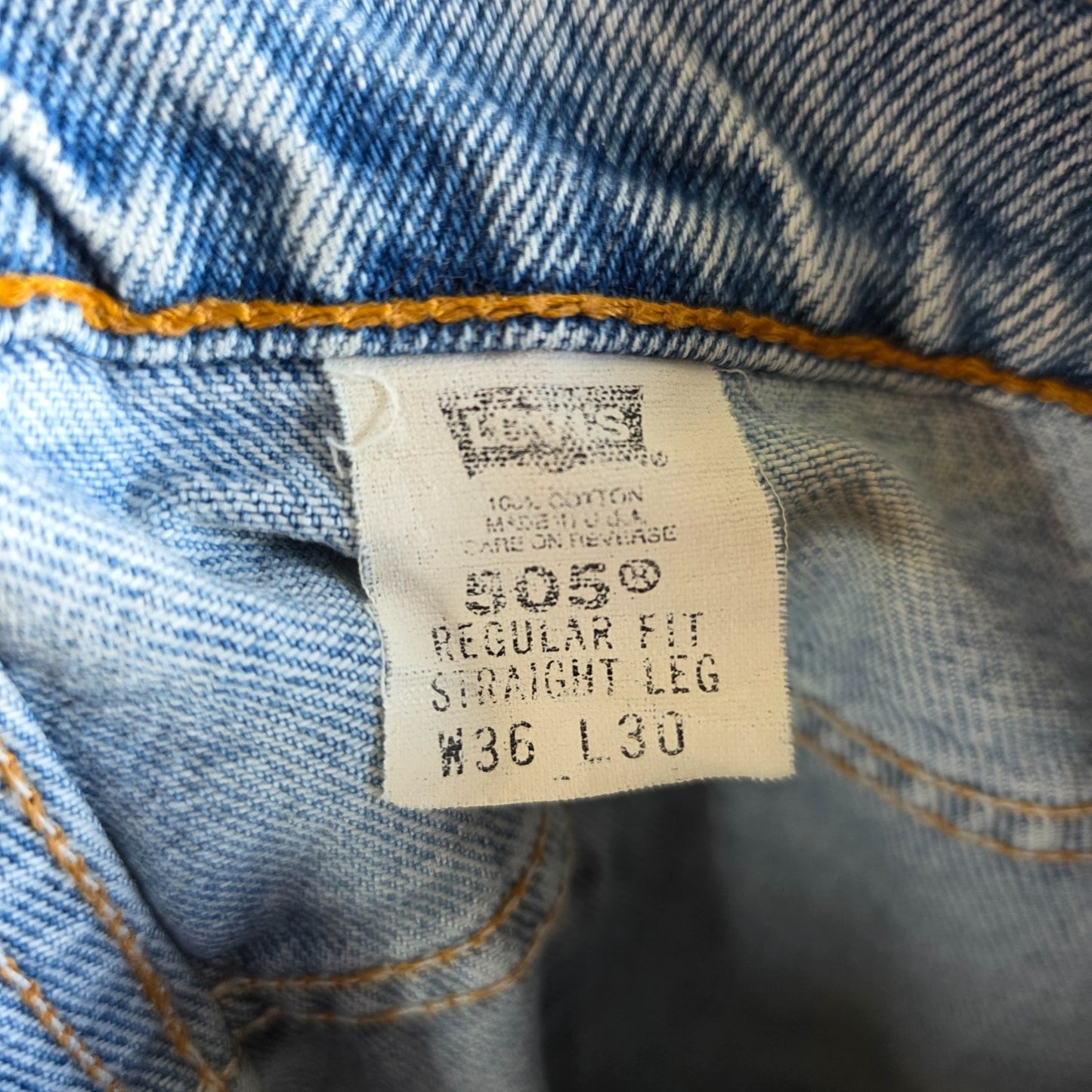 Vintage Levi’s 505 Jeans W34 L28 Blue Straight Leg USA Made Y2K 90s Distressed