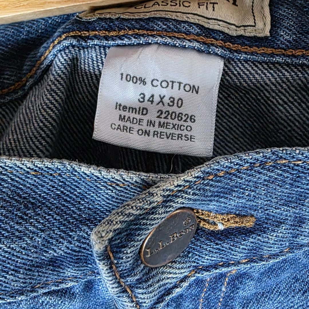 L.L.Bean Mens Jeans W33 L30 Blue Classic Fit Straight Leg Denim Cotton