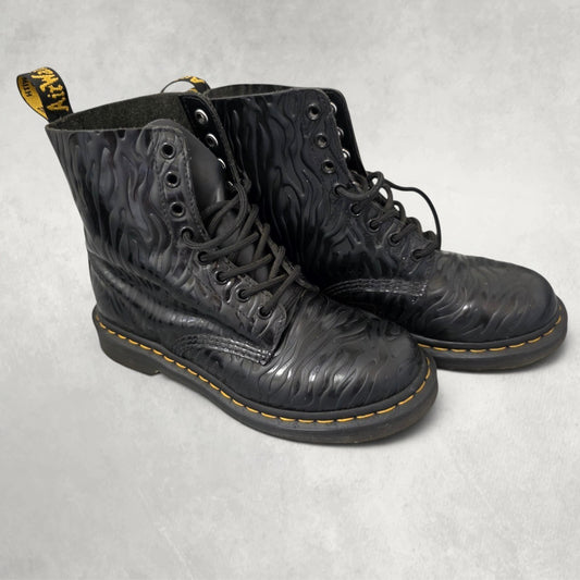 Dr Martens 1460 Pascal Zebra Emboss Boots UK 5 EU 38 Black Leather Chunky Grunge