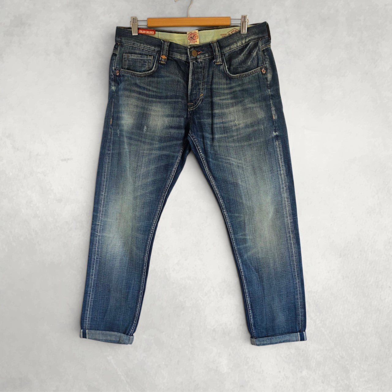 Superdry Copper Label Selvedge Jeans W34 L32 Blue Slim Taper Italian Tailored