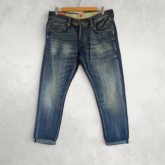Superdry Copper Label Selvedge Jeans W34 L32 Blue Slim Taper Italian Tailored