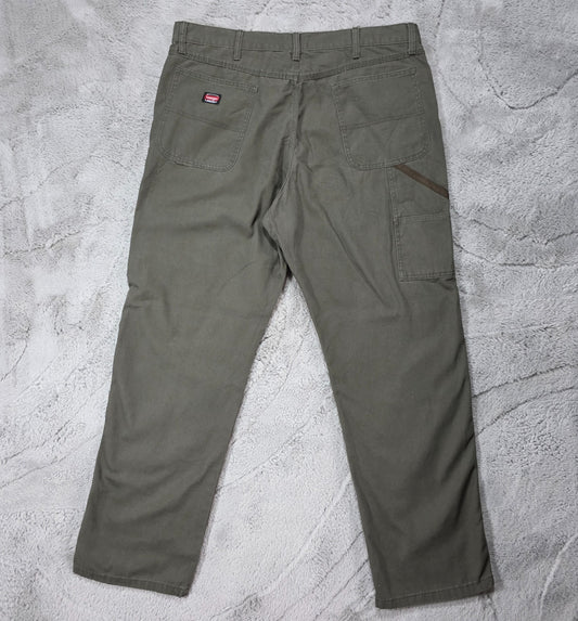 Wrangler Workwear Carpenter Jeans Green Straight Fit W38 L33 Hammer Loop Cut