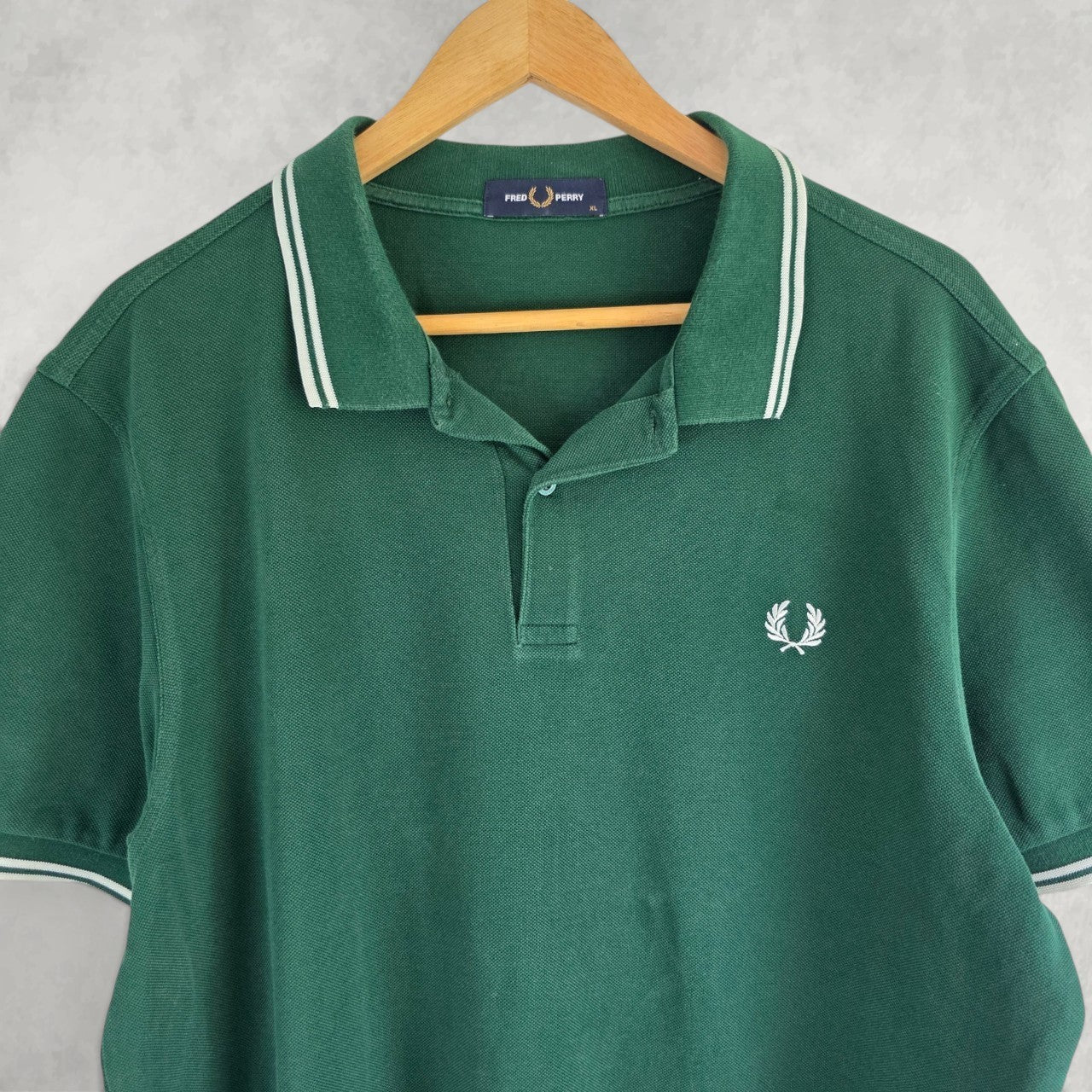 Fred Perry Twin Tipped Polo Shirt Mens XL Green Cotton Classic Mod Preppy