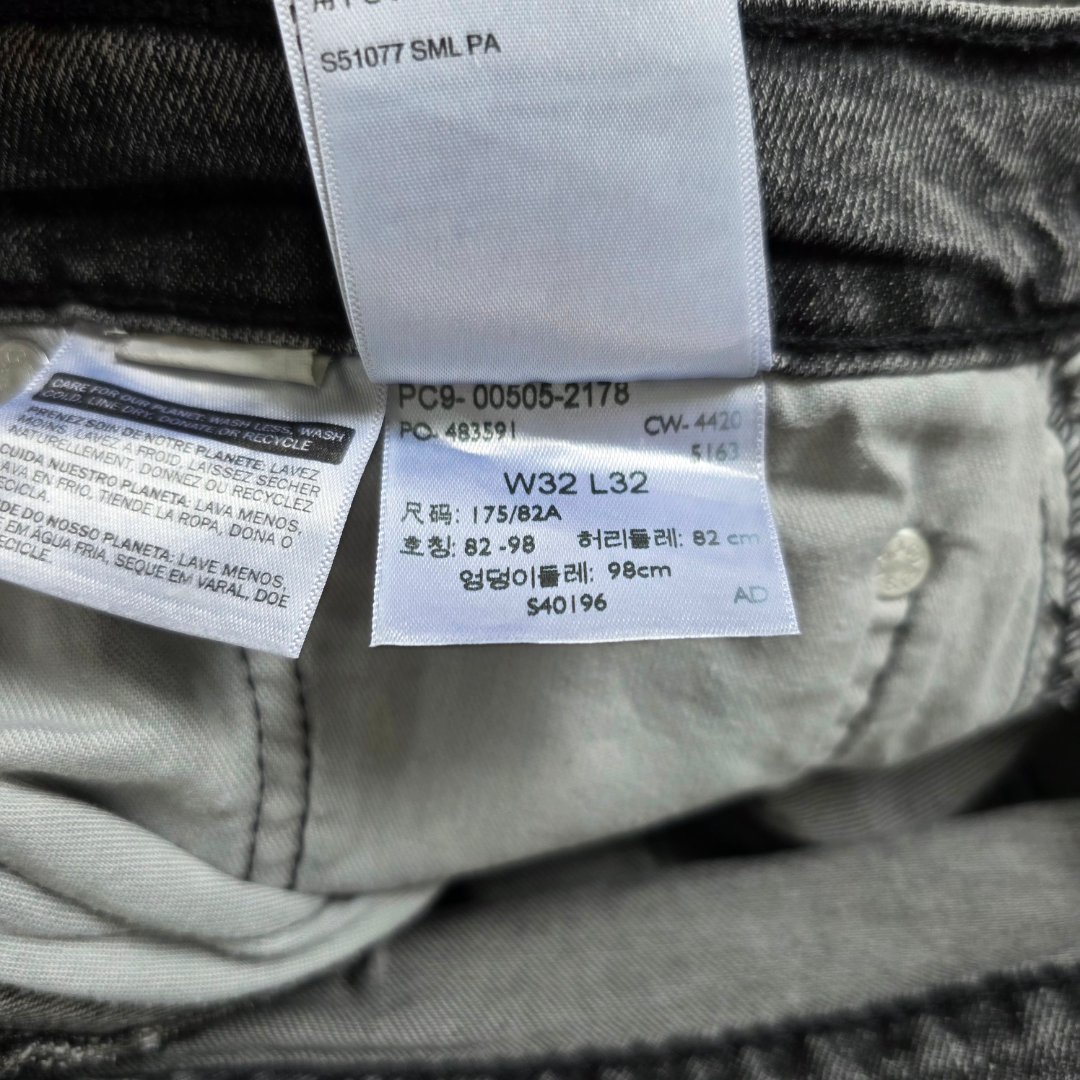 Levi’s 505 Straight Jeans Men’s W32 L32 Washed Black Denim Stretch Regular Fit