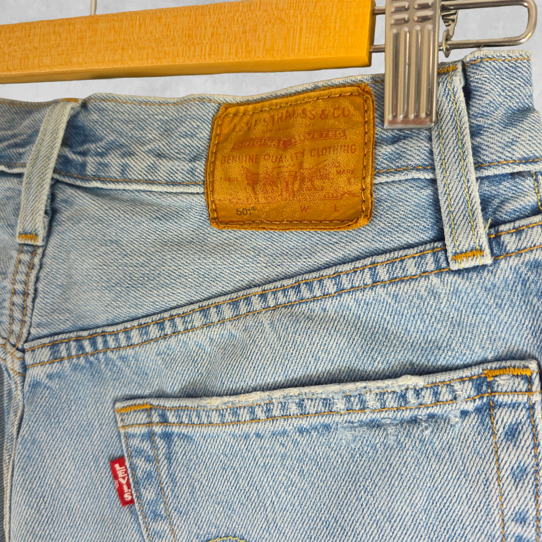 Levis 501 Womens Jeans W26 L26 Blue Straight Leg Denim Button Fly High Rise