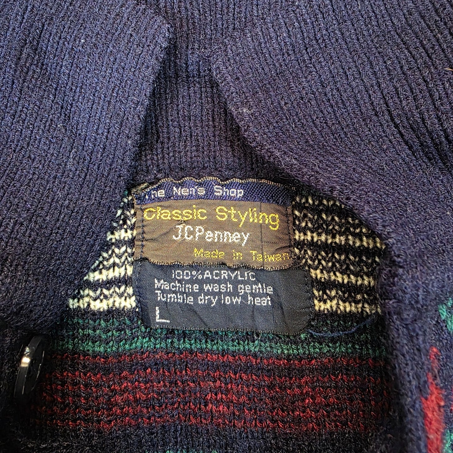 Vintage JC Penney Colourful Fair Isle Knit Sweater Men’s Large Retro Pattern