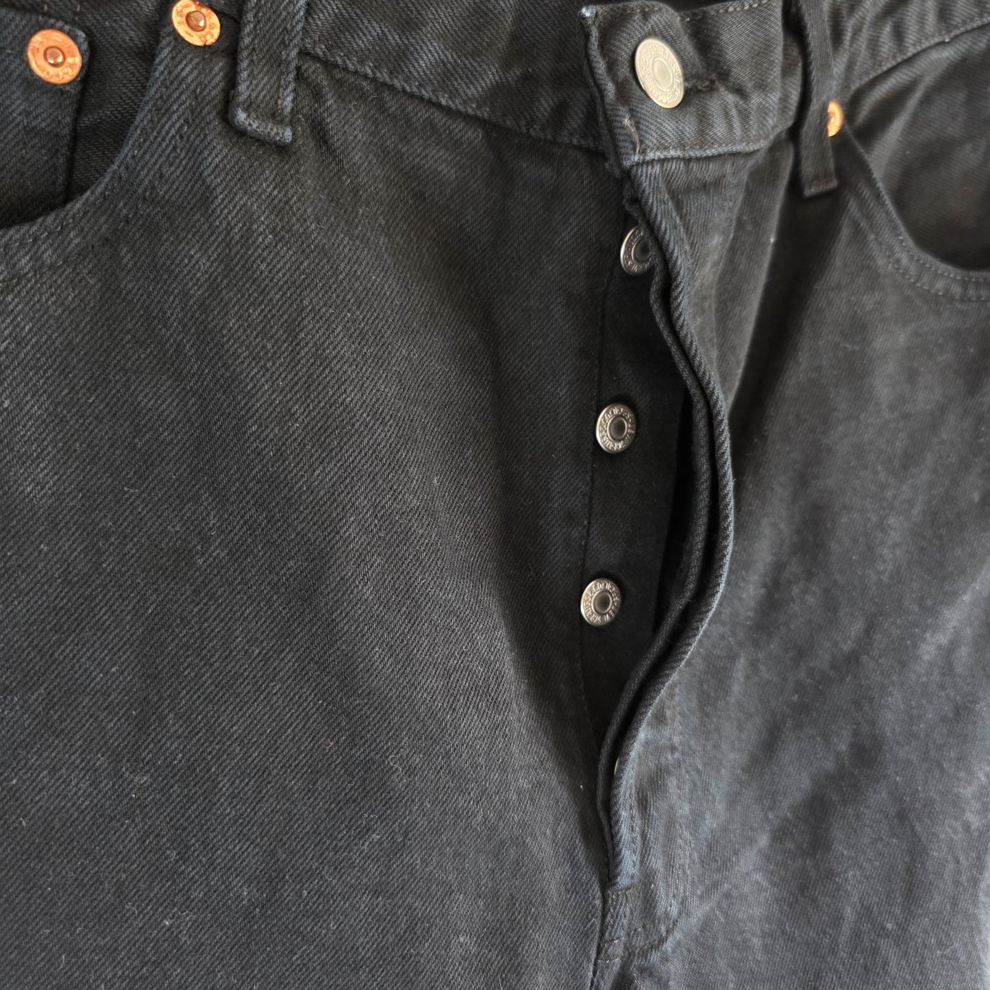 Levi’s 501 Jeans W34 (W36) L31 Black Straight Leg Button Fly Vintage