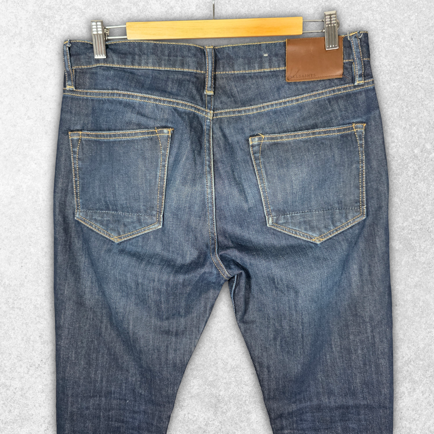 AllSaints REX Slim Jeans W32 Blue Stretch Denim Men’s Tapered Made in Turkey