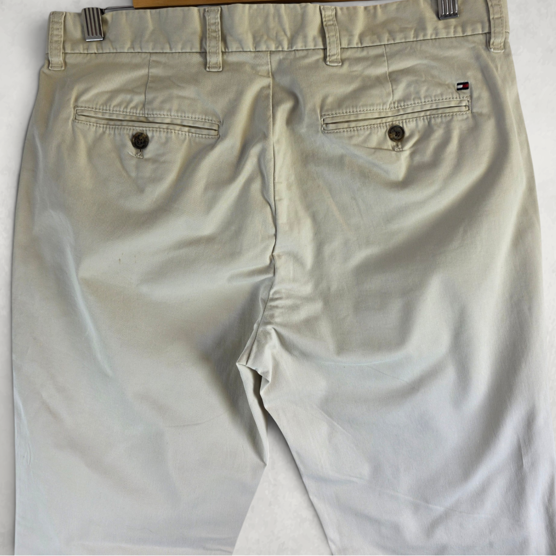 Tommy Hilfiger Chino Trousers W32 L29 Beige Custom Fit Smart Casual Preppy
