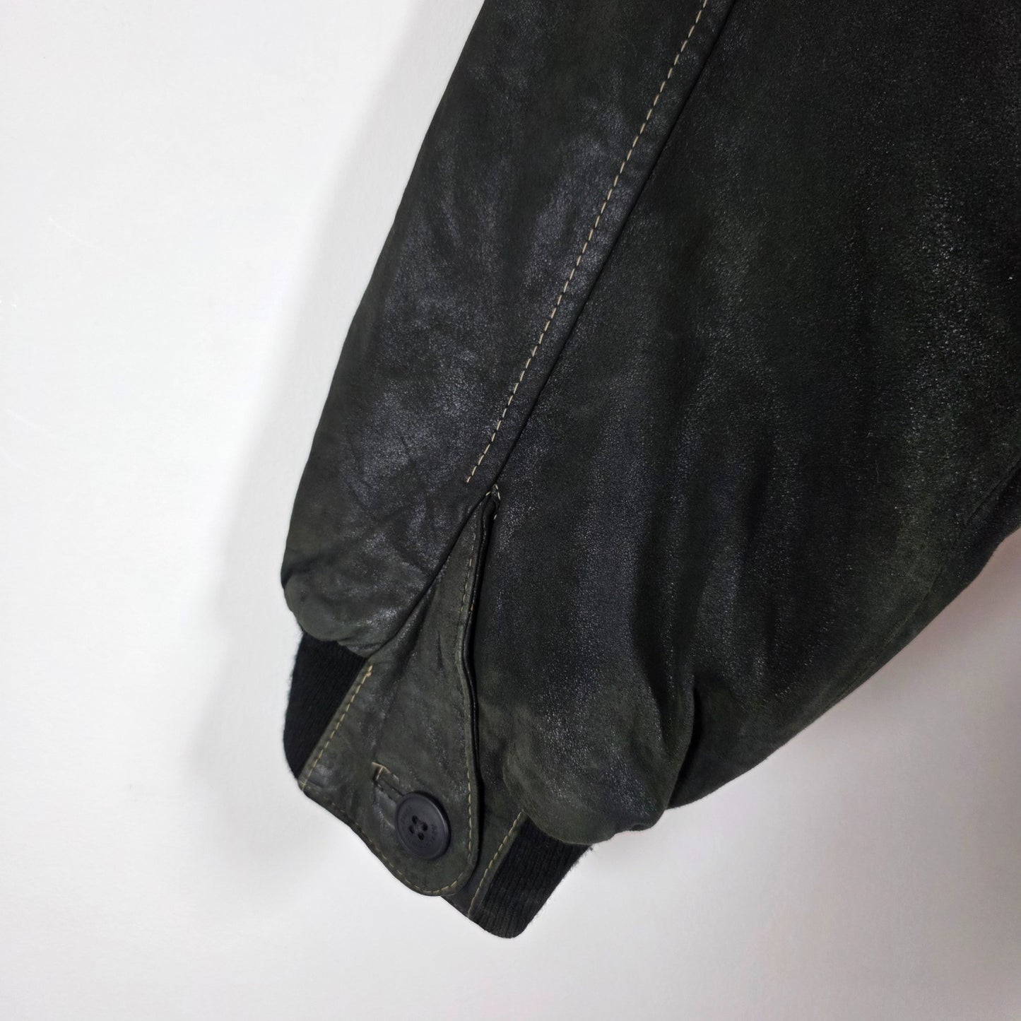 Vintage Abercrombie & Fitch Suede Bomber Jacket Green Mens XL EU 54 Leather