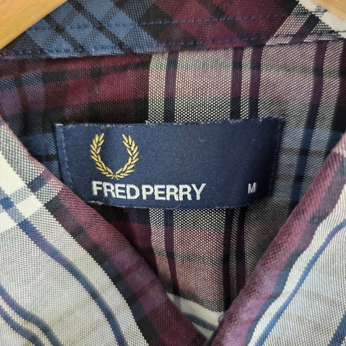 Fred Perry Check Shirt M Plaid Button Down Smart Casual Mod Style Cotton