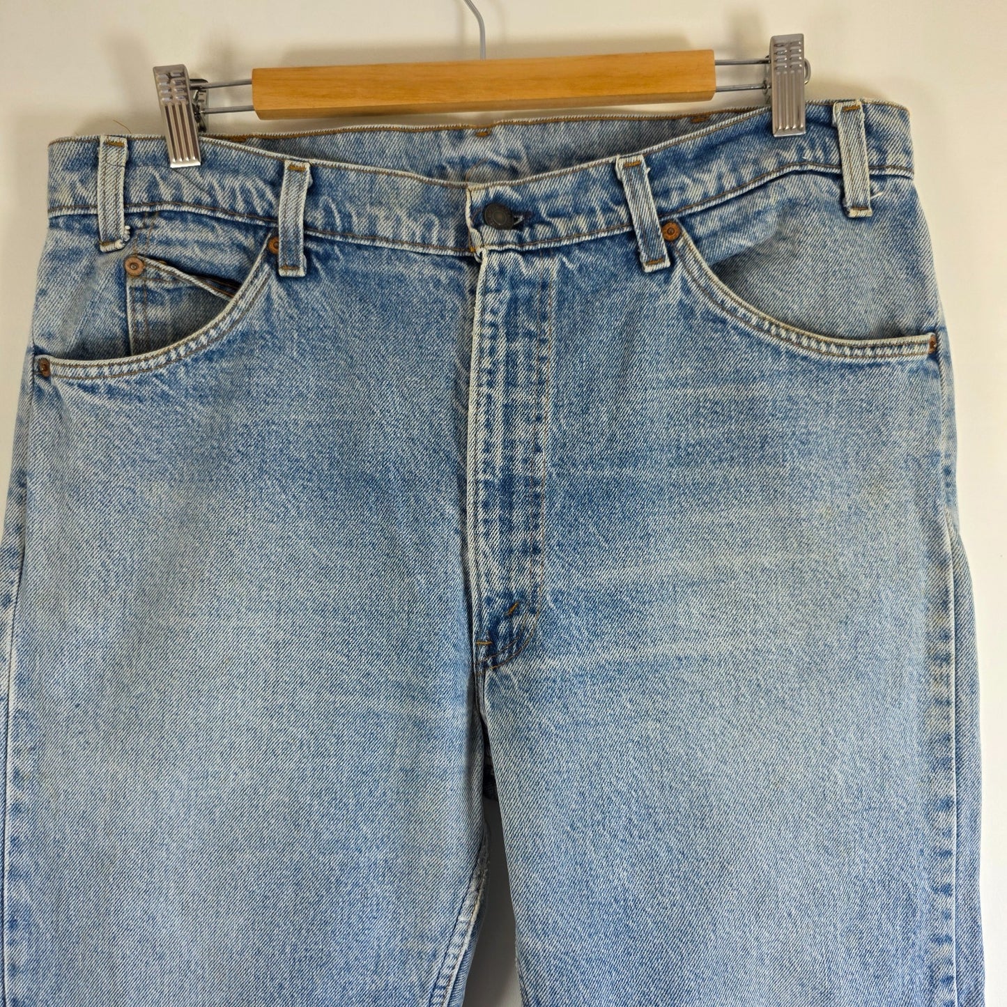 Levi’s 505 Jeans W36 L29 Blue Vintage 80s Orange Tab Made in USA Distressed