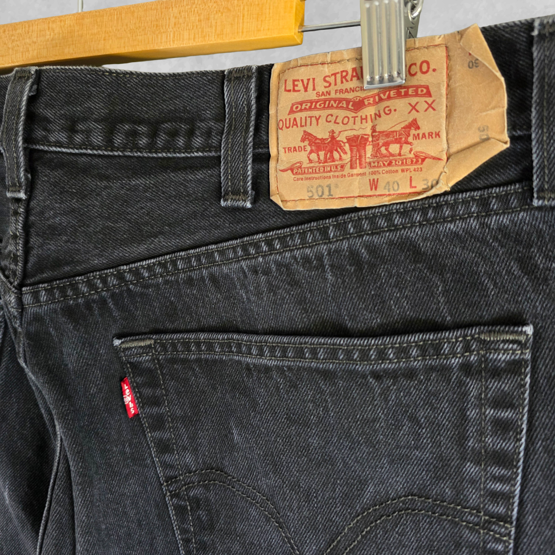 Levi’s 501 Jeans Men’s W38 L29 Black Straight Leg Denim Button Fly