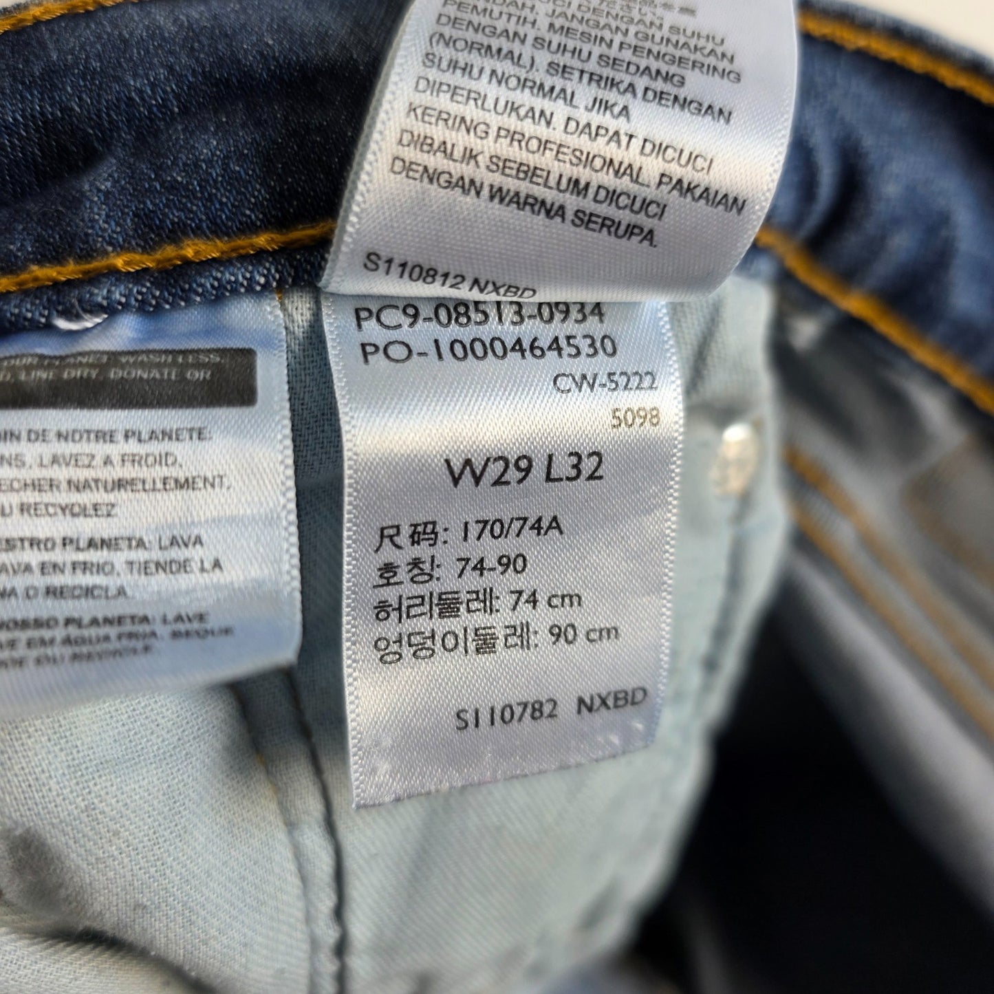 Levi’s 513 Straight Jeans Mens W29 L31 (32) Blue Stretch Denim Regular Fit