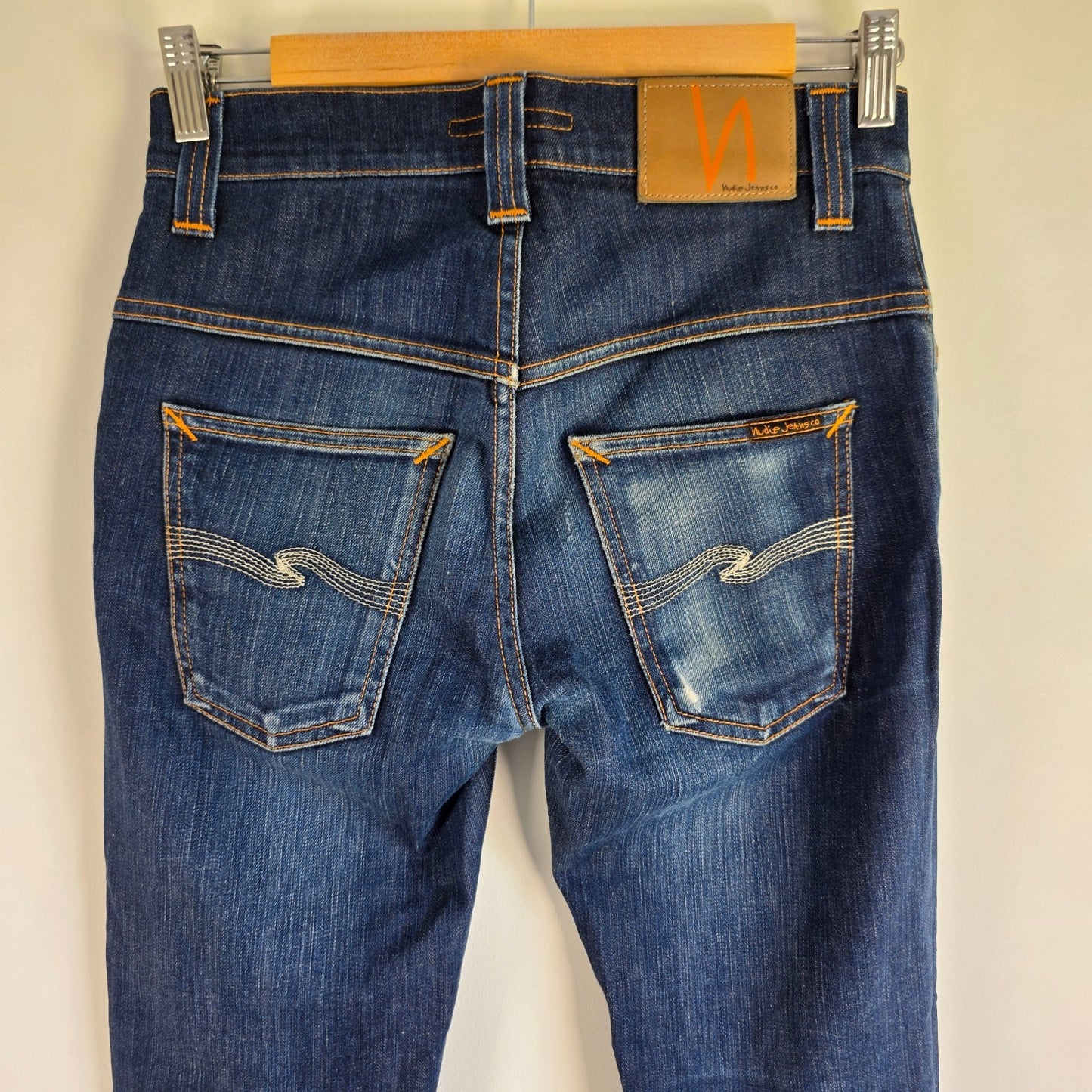 Nudie Jeans Thin Finn Mens W28 L30 Blue Slim Fit Stretch Organic Denim
