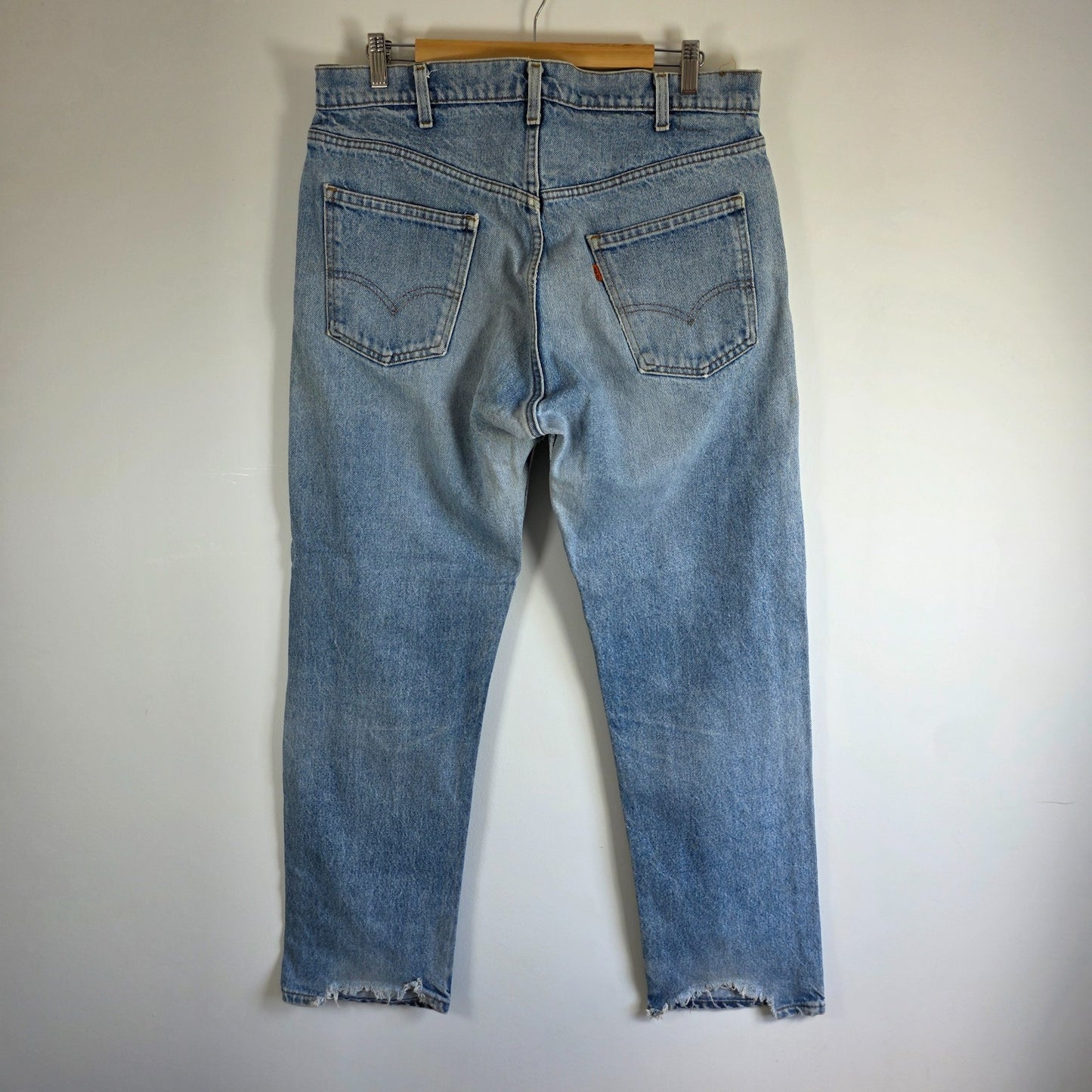 Levi’s 505 Jeans W36 L29 Blue Vintage 80s Orange Tab Made in USA Distressed