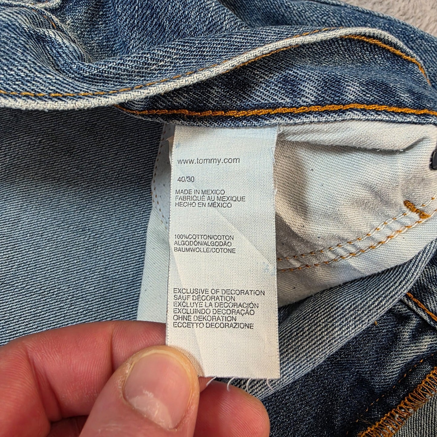 Tommy Hilfiger Classic Straight Jeans W40 L30 Blue Denim Made in Mexico