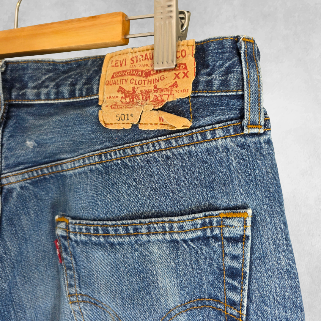 Vintage Levi’s 501 Jeans W34 L33 Men’s Blue Straight Button Fly Workwear Denim