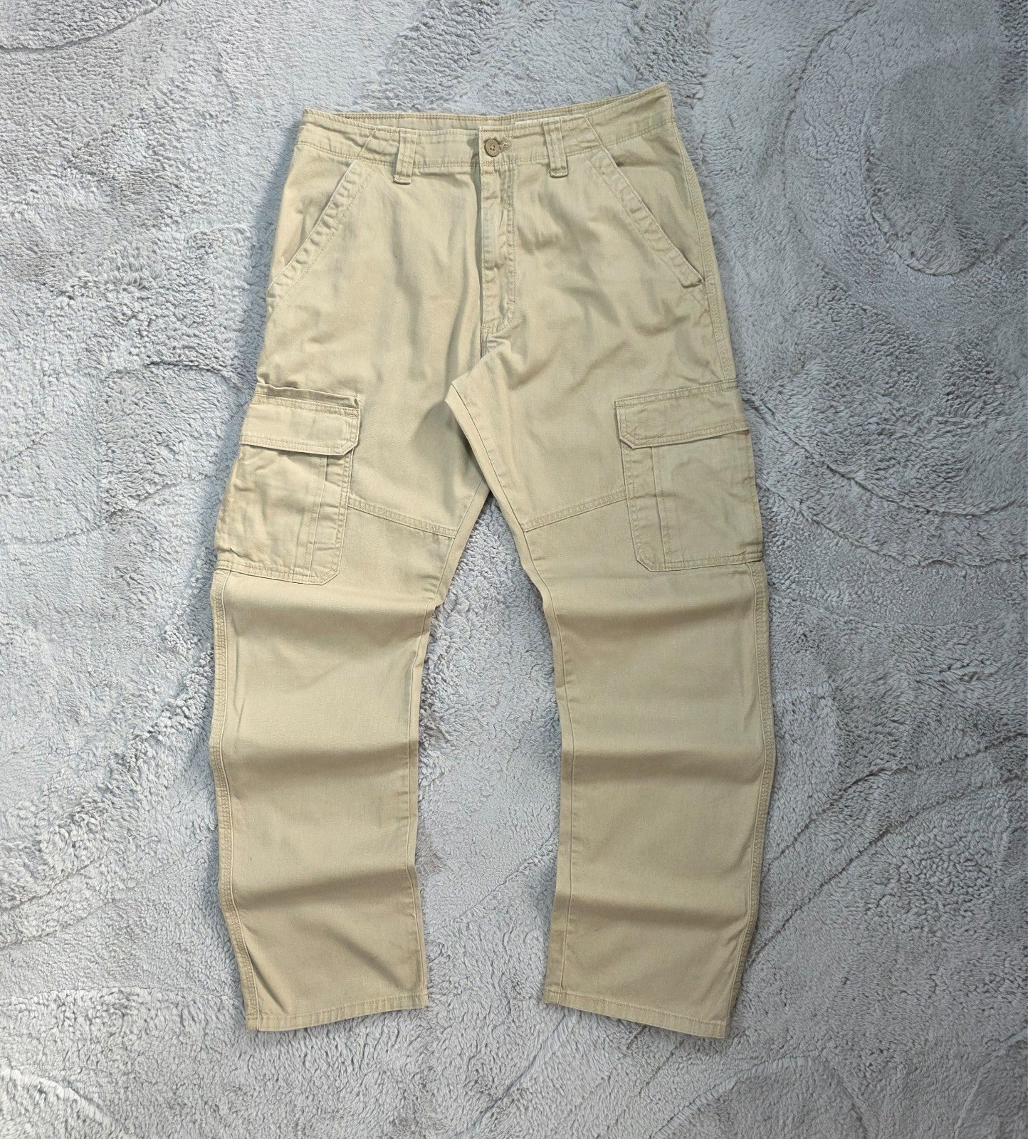 Wrangler Cargo Trousers Beige Relaxed Fit Men’s W32 L34 Stretch Utility