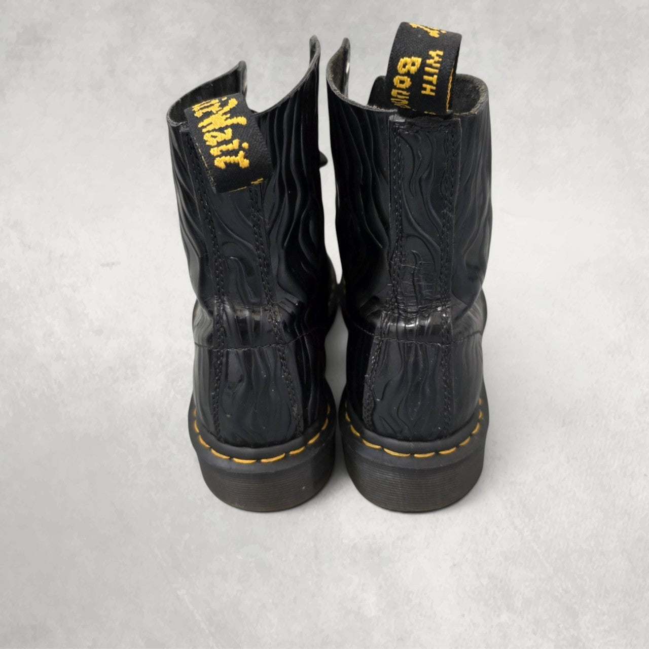 Dr Martens 1460 Pascal Zebra Emboss Boots UK 5 EU 38 Black Leather Chunky Grunge