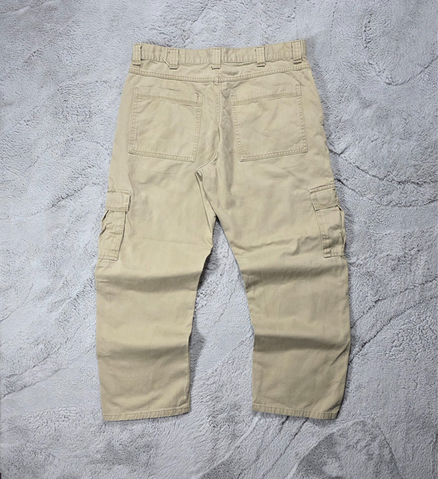 Wrangler Cargo Trousers Beige Men’s Straight Fit W36 L30 100% Cotton Workwear