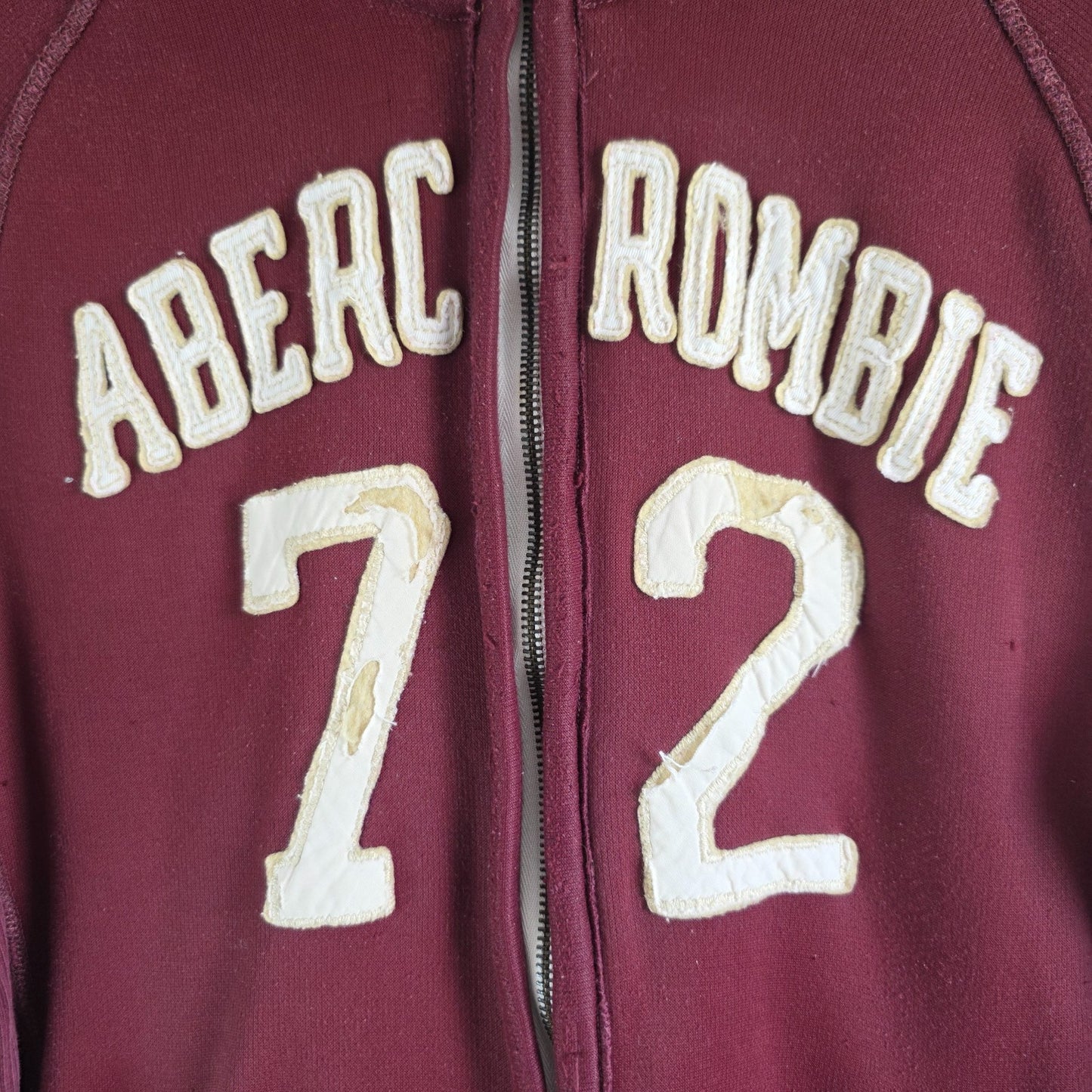 Abercrombie & Fitch Full Zip Sweatshirt Burgundy L Muscle Fit Y2K Vintage Style
