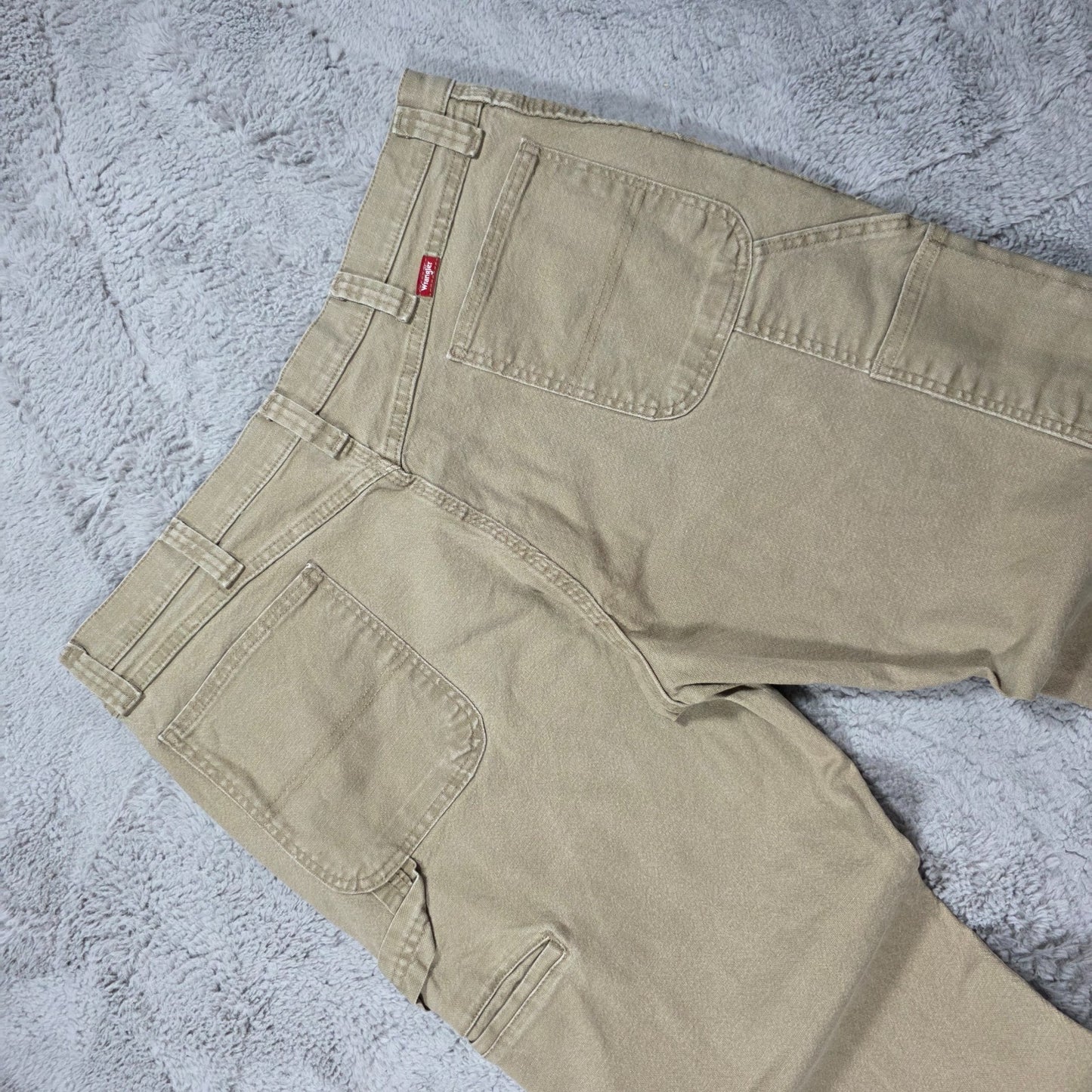 Wrangler Carpenter Jeans Beige Workwear Hammer Loop Utility Pocket W38 L30