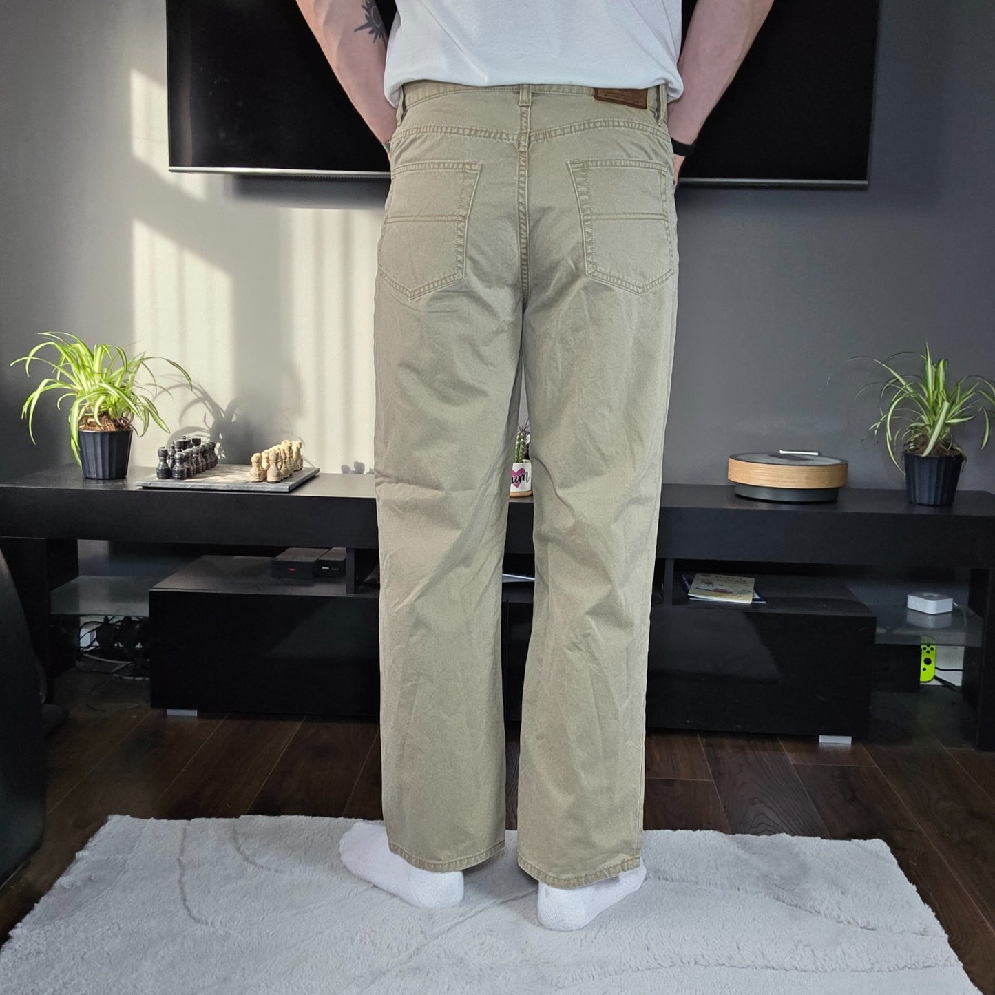 Tommy Hilfiger Straight Fit Chino Trousers Beige W34 L30 Cotton Casual Y2K