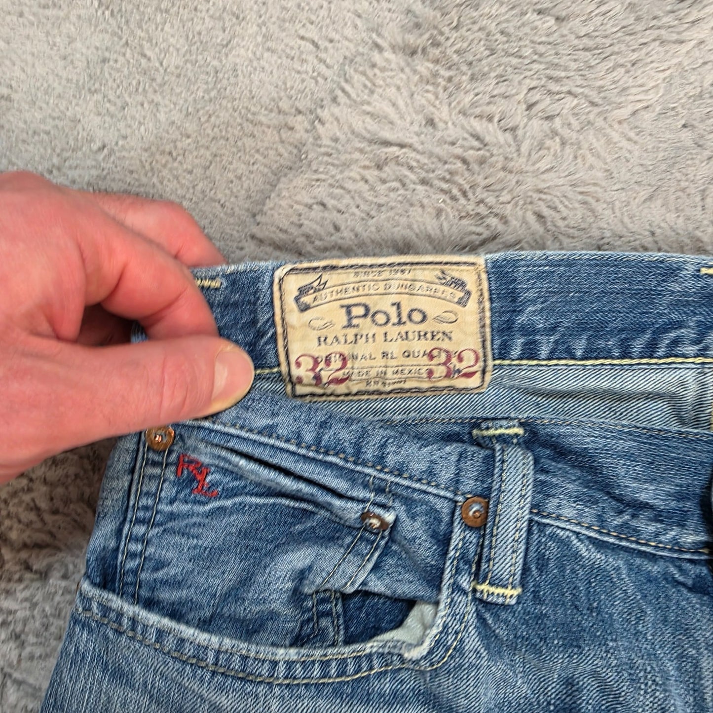 Vintage Y2K Polo Ralph Lauren Hampton Straight Blue Denim Jeans W32 L32