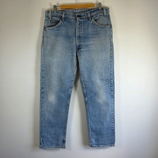 Levi’s 505 Jeans W36 L29 Blue Vintage 80s Orange Tab Made in USA Distressed