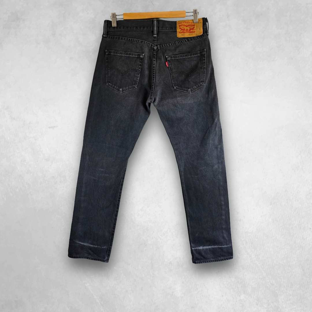 Levi’s 501 Jeans W30 L30 Black Vintage Y2K Straight Fit Button Fly Faded