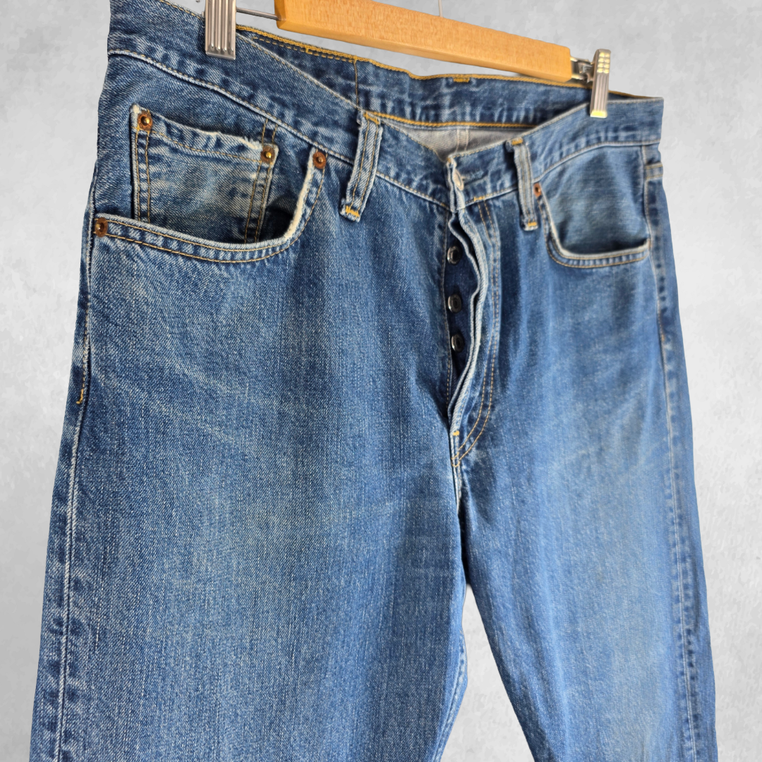 Levi’s 501 Jeans Men’s W34 L32 Blue Straight Leg Denim Button Fly