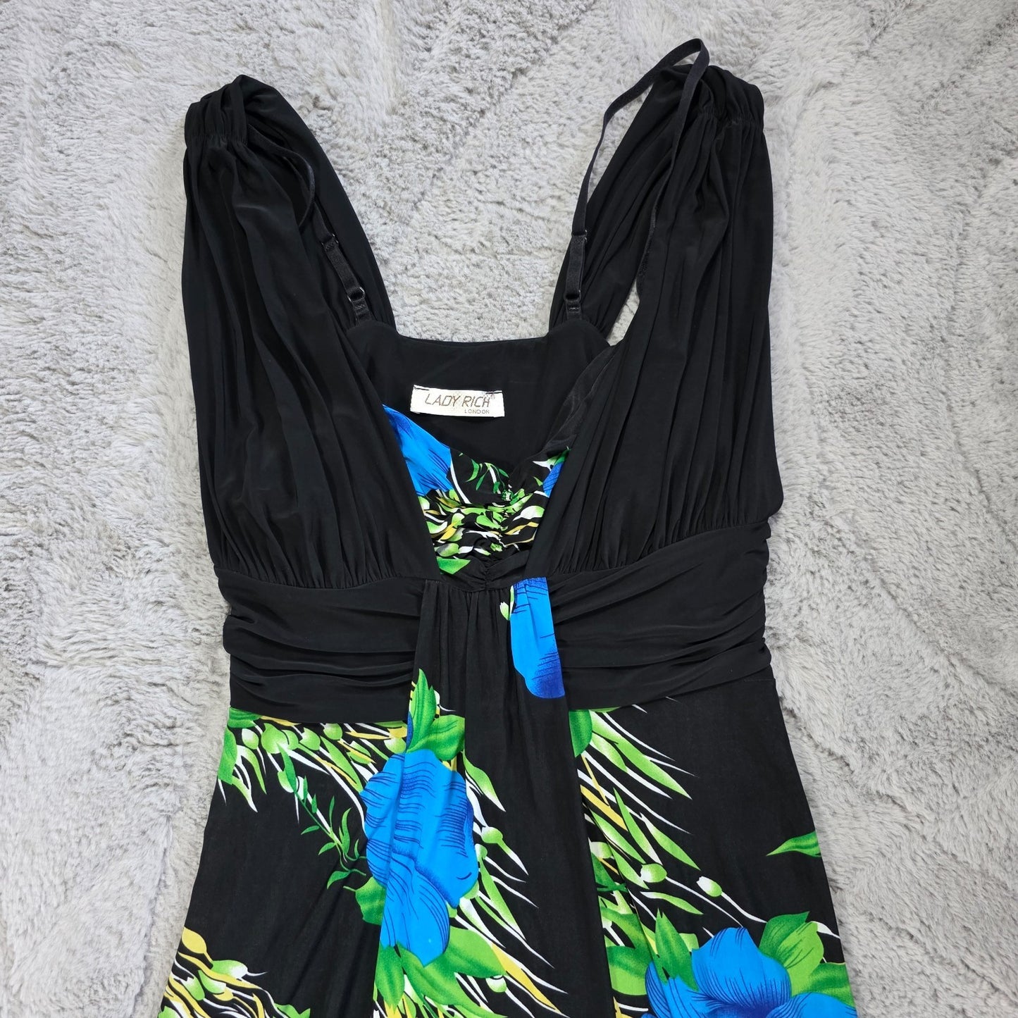 Lady Rich London Maxi Dress Women’s Black Blue Green Floral Sleeveless Size 16