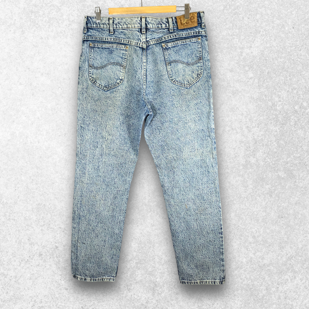 Vintage Lee USA Made Straight Leg Jeans W35 L30 Blue Acid Wash Denim Men’s