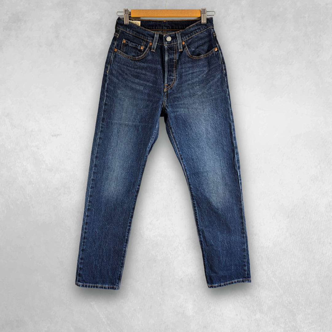 Levi’s 501 Jeans Women’s W26 L30 Blue Straight Mid Rise Contrast Stitch