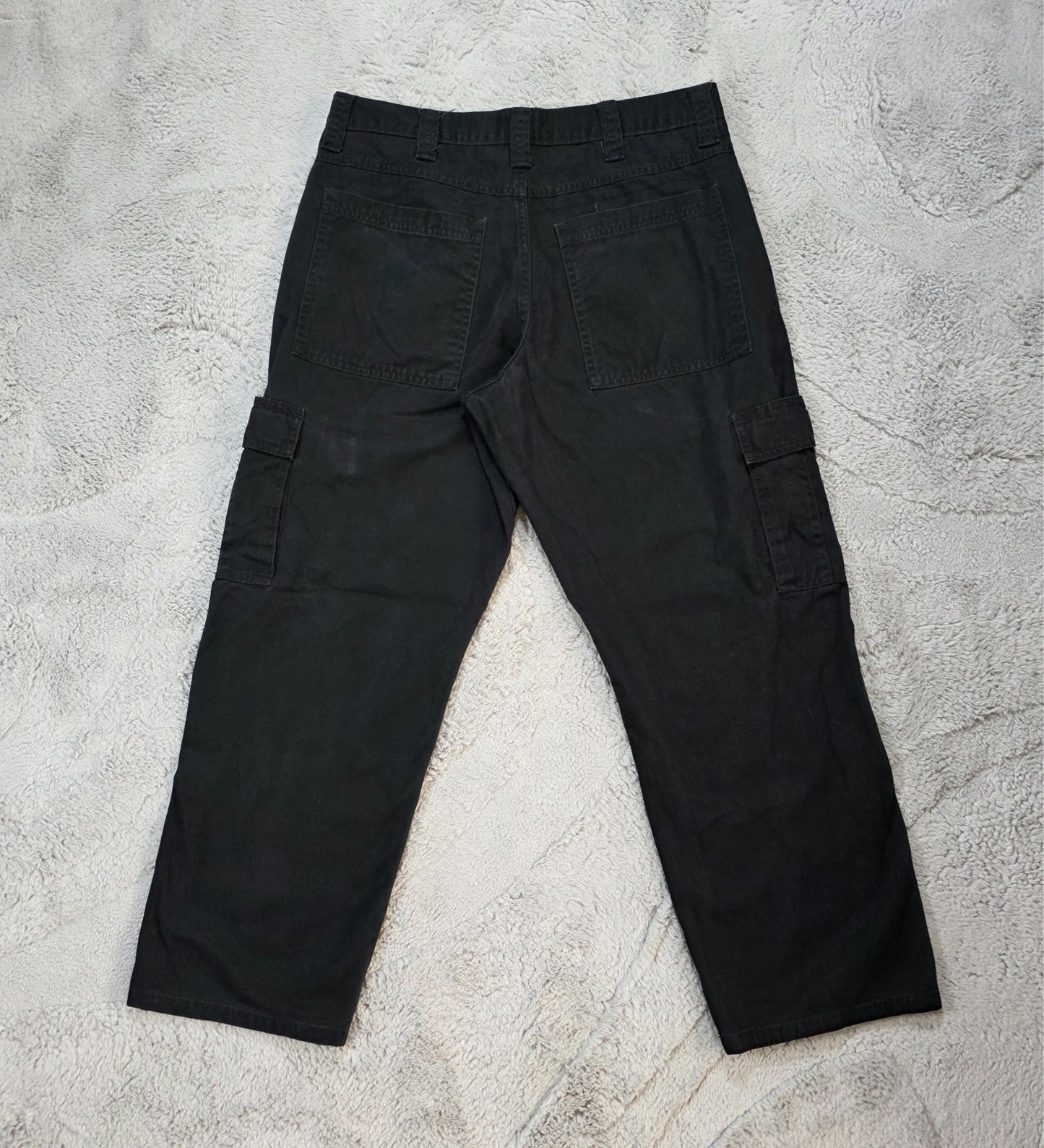 Wrangler Cargo Trousers Black Men’s Straight W34 L30 100% Cotton Utility