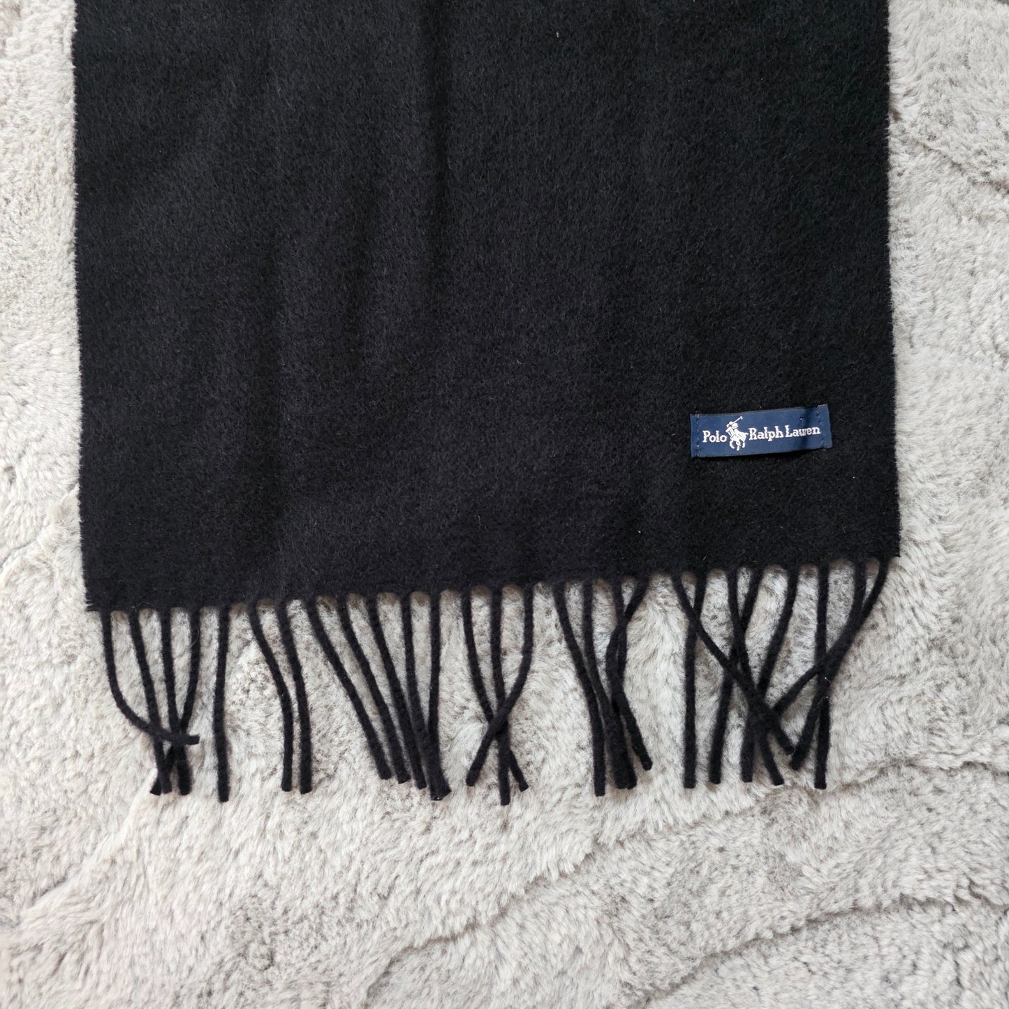 Polo Ralph Lauren Black Wool Scarf Winter Knit Men’s Women’s 163cm x 30cm