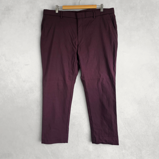 Tommy Hilfiger Smart Trousers W40 L30 Burgundy Stretch Dress Pants Casual