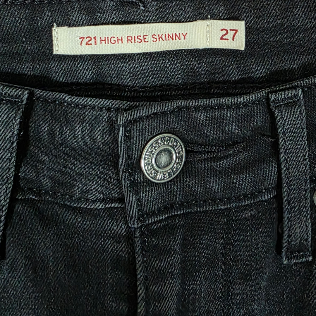 Levi’s 721 High Rise Skinny Jeans W27 L30 Black Stretch Women’s UK 8-10