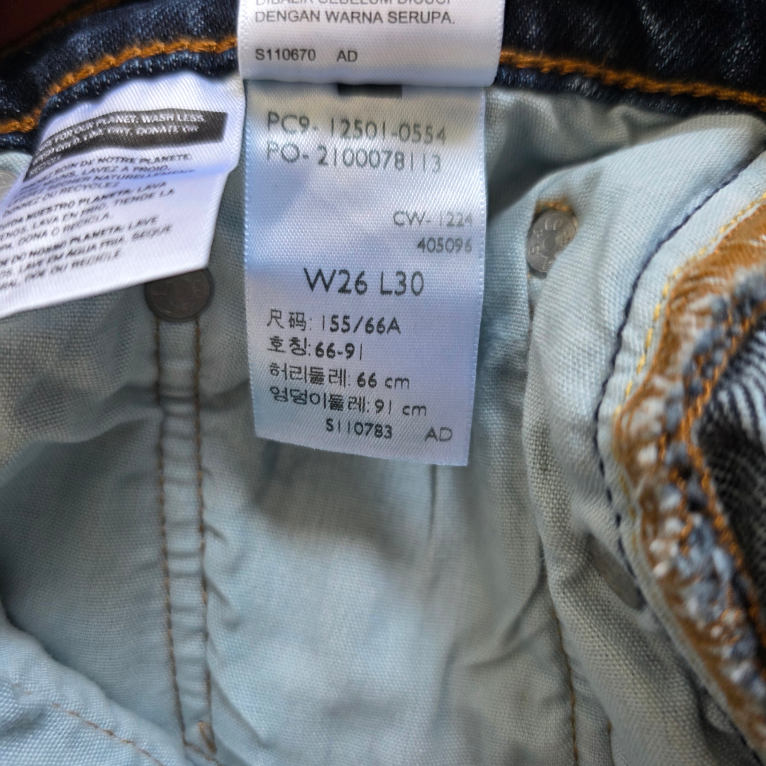 Levi’s 501 Jeans Women’s W26 L30 Blue Straight Mid Rise Contrast Stitch