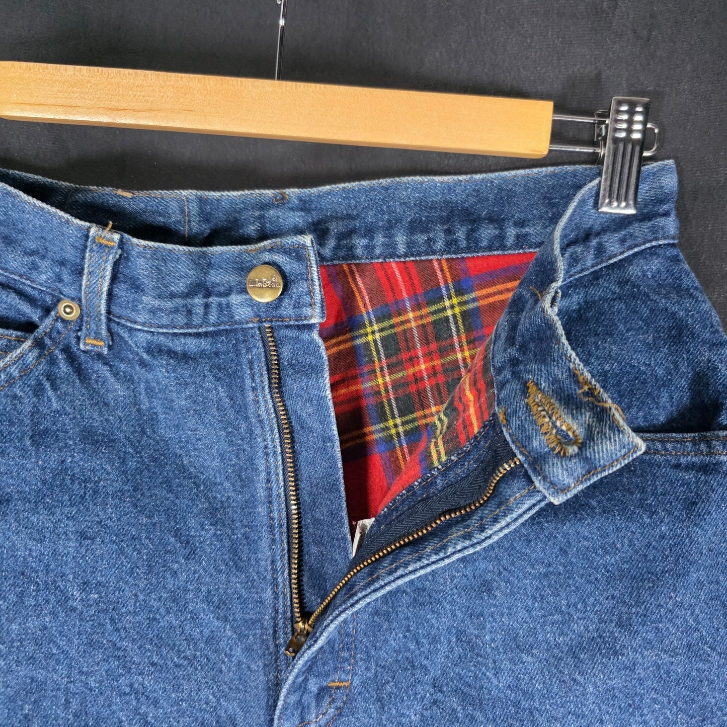 Vintage L.L.Bean Women’s Jeans Size 10 Blue Tartan Lined USA Made Denim